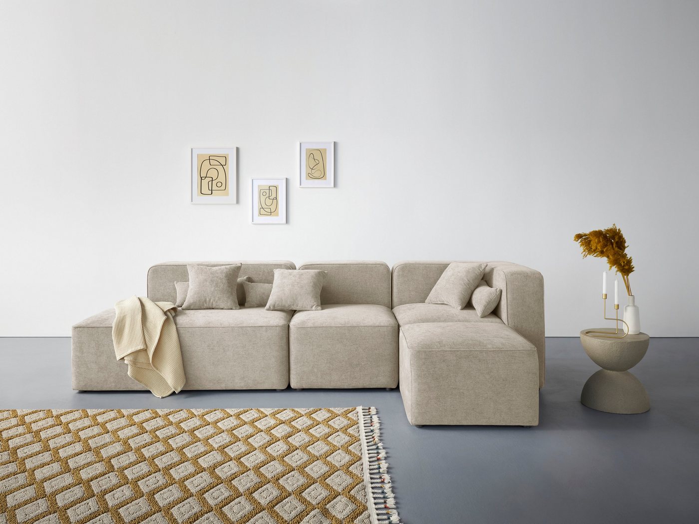 andas Ecksofa Sundstrup L-Form, Modulserie, individuelle Zusammenstellung von andas