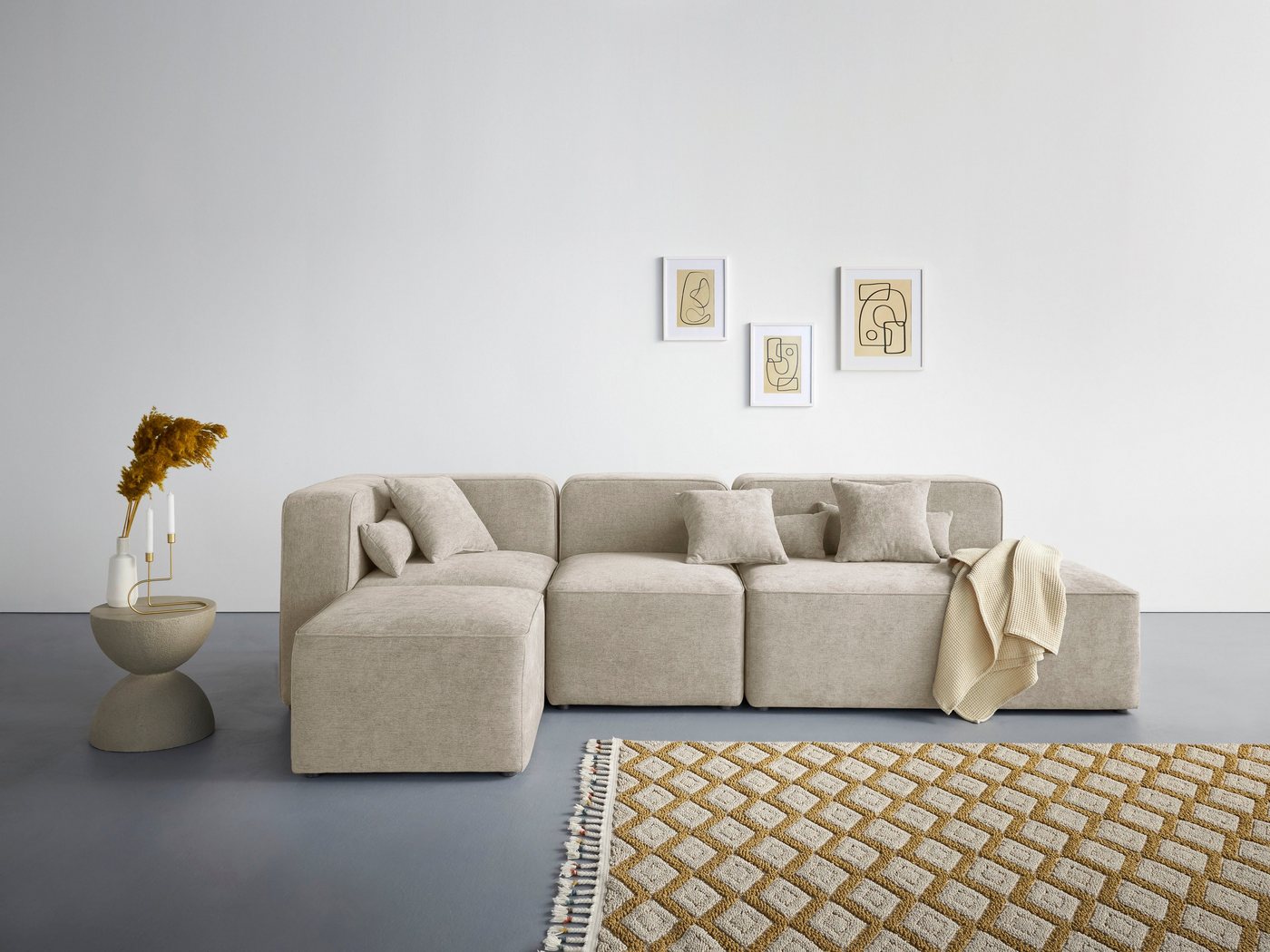 andas Ecksofa Sundstrup L-Form, Modulserie, individuelle Zusammenstellung von andas