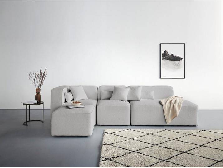 andas Ecksofa Sundstrup L-Form, Modulserie, individuelle Zusammenstellung, grau, hellgrau von andas