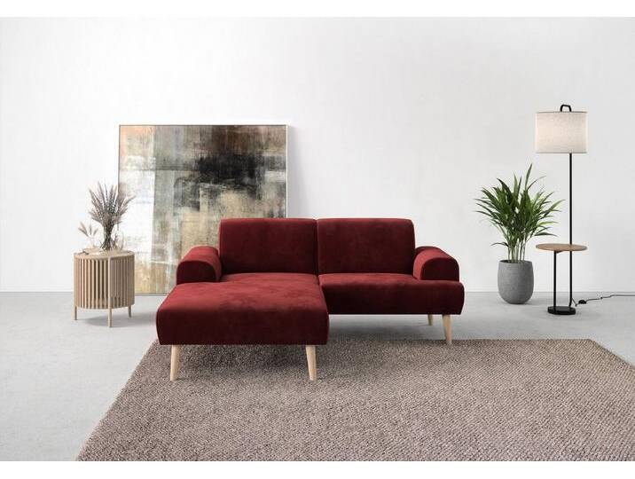 andas Ecksofa Swift Scandic Design, komfortabler Federkern, Breite 192cm, L-Form, Federkern-Polsterung, B/T/H: 192/83/176 cm, rot, bordeaux von andas