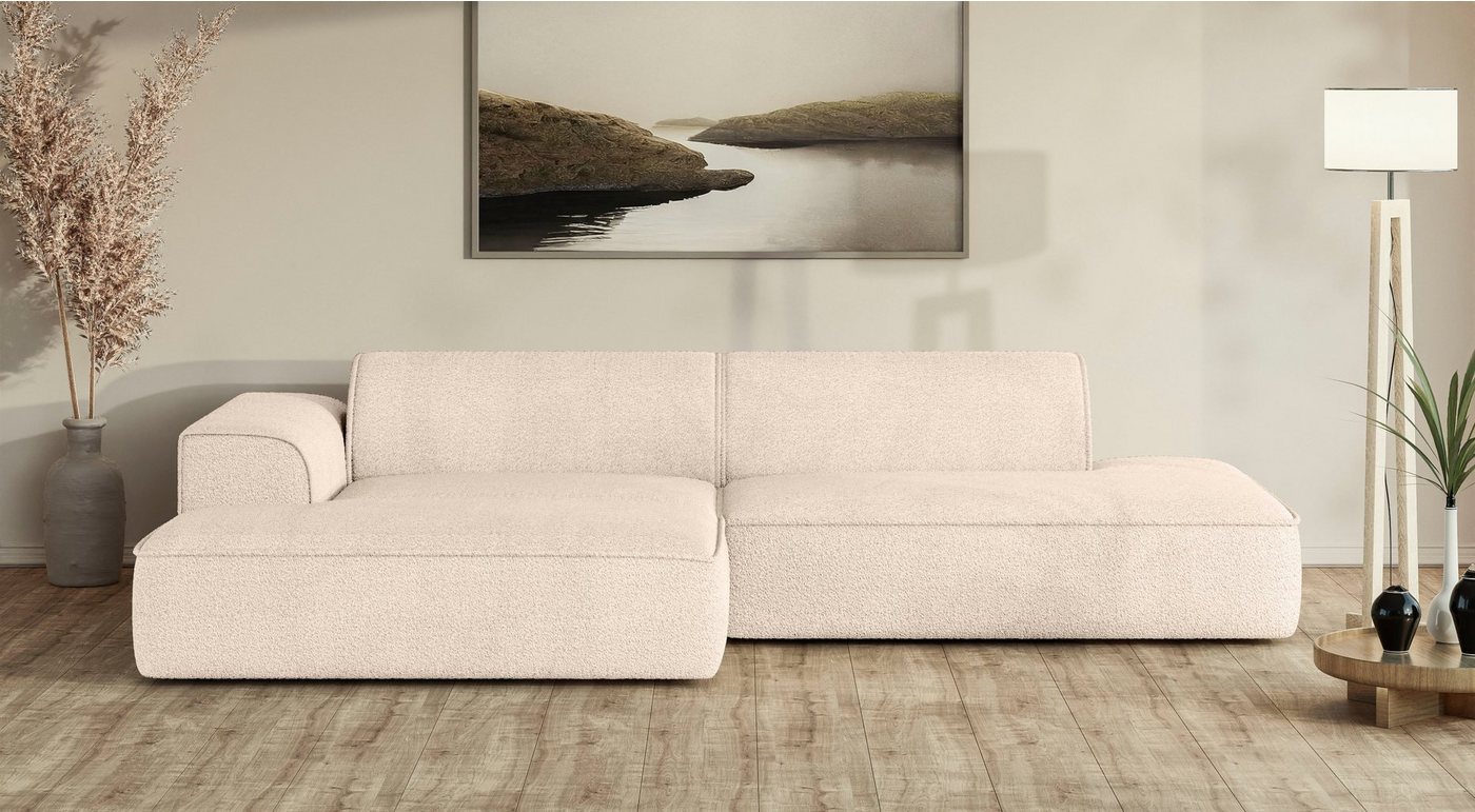 andas Ecksofa TORSTAD mit Keder, moderne Optik, Polsterecke L-Form, extra große Recamiere im loungigen Stil, in Bouclé und Cord von andas