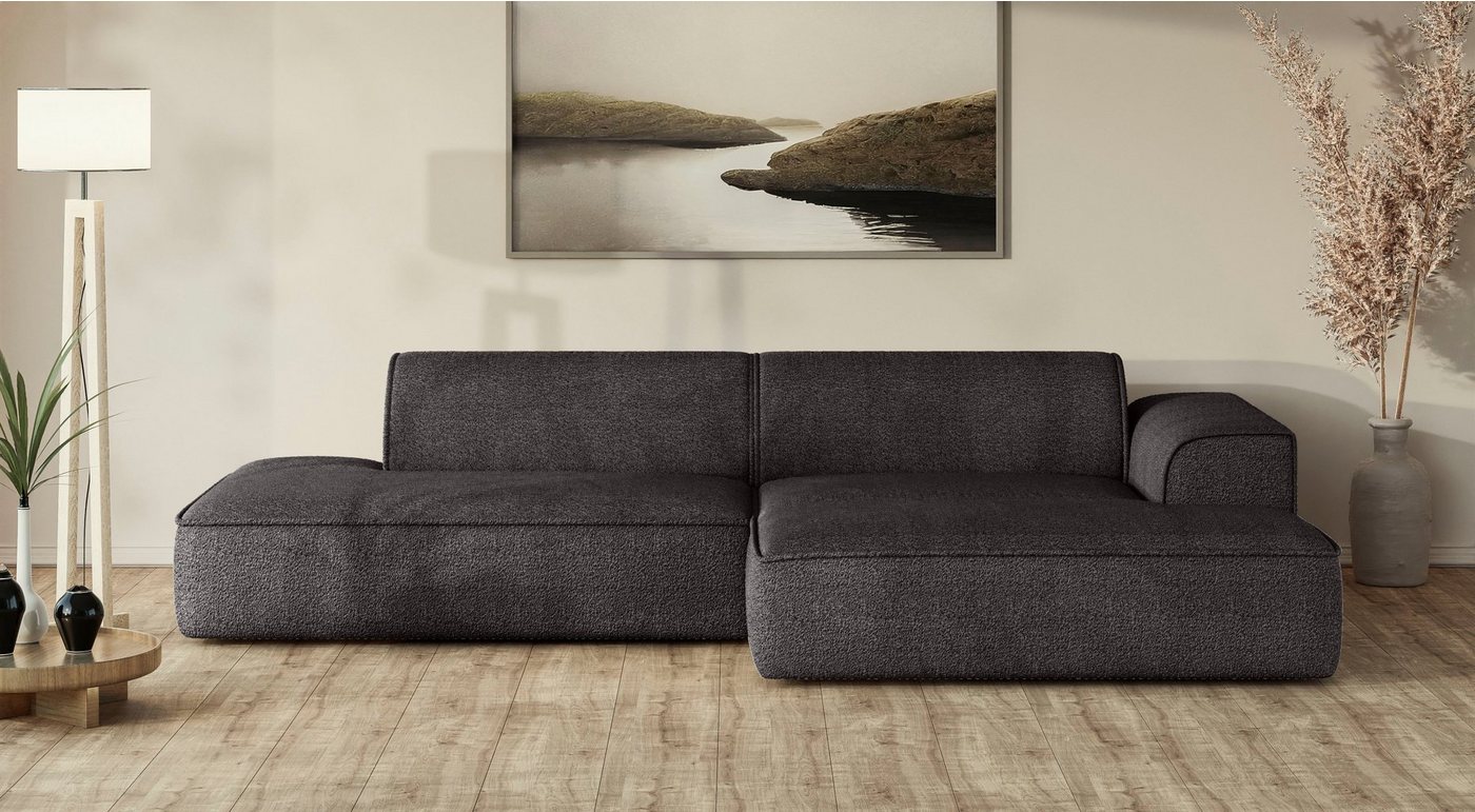 andas Ecksofa TORSTAD mit Keder, moderne Optik, Polsterecke L-Form, extra große Recamiere im loungigen Stil, in Bouclé und Cord von andas