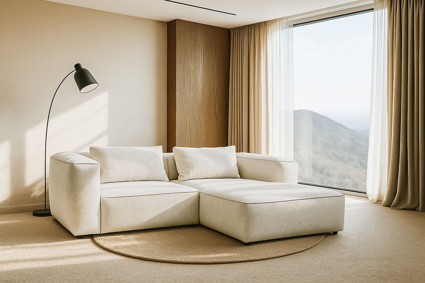 andas Ecksofa Tvinnet, Breite 228 cm, extra tiefe Sitzfläche, kubisches Sitzvergnügen von andas