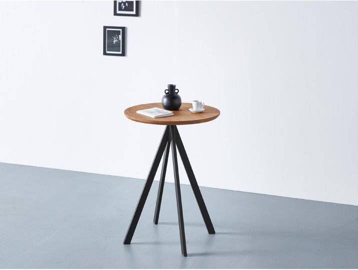 andas Esstisch Horsnab, Tischplatte aus massiver Eiche, FSC®- Massivholz, Gestell aus Metall, beige von andas