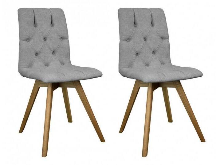 andas Esszimmerstuhl Rania (Set, 2 St), Massivholzgestell, mit Knopfheftung, grau, Grau von andas