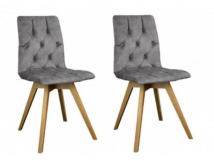 andas Esszimmerstuhl Rania (Set, 2 St), Massivholzgestell, mit Knopfheftung, grau, hellgrau von andas