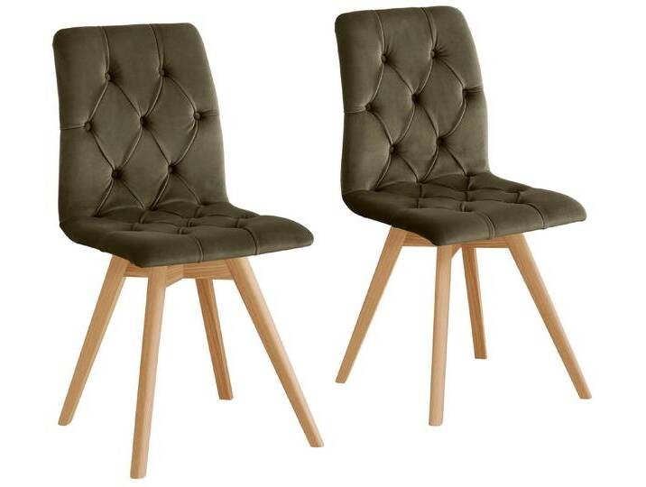 andas Esszimmerstuhl Rania (Set, 2 St), im 2er/4er/6er Set, Massivholzbeinen, grün, 2 St., moos von andas