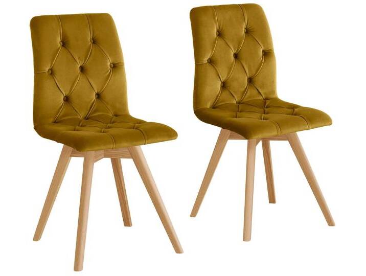 andas Esszimmerstuhl Rania (Set, 6 St), im 2er/4er/6er Set, Massivholzbeinen, gelb, 6 St., bernstein von andas