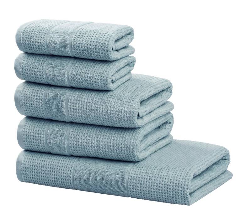 my home Handtuch Set Kimi, Duschtuch, Handtücher und Gästetücher, Walkfrottee (Set, 5-St), 100% Baumwolle, einfarbig, weich, mit Bordüre, besondere Struktur von my home