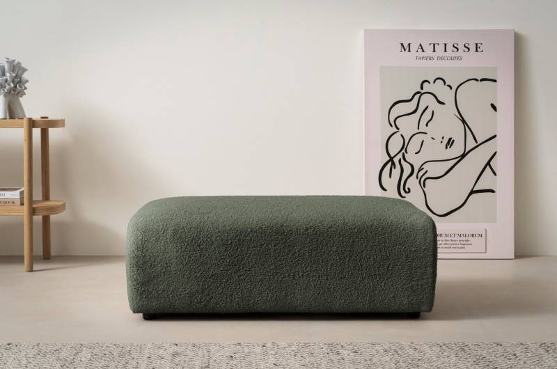 andas Hocker BAKELS, Polsterhocker in Cord oder Boucle-Stoff, zur Serie BAKELS, Hocker stellbar zum Schlafsofa (Krokodilverbinder) von andas