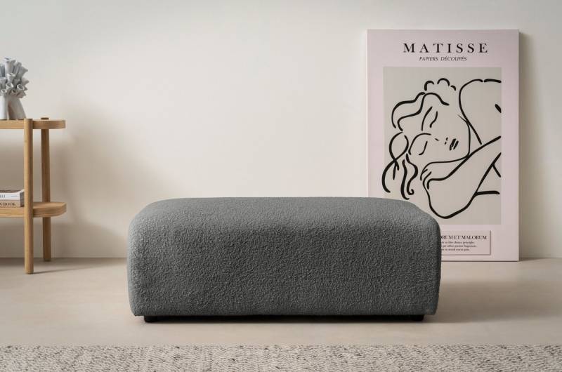 andas Hocker BAKELS, Polsterhocker in Cord oder Boucle-Stoff, zur Serie BAKELS, Hocker stellbar zum Schlafsofa (Krokodilverbinder) von andas