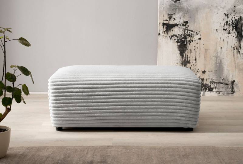 andas Hocker BAKELS, Polsterhocker in Cord oder Boucle-Stoff, zur Serie BAKELS, Hocker stellbar zum Schlafsofa (Krokodilverbinder) von andas