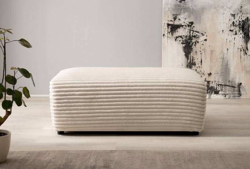 andas Hocker BAKELS, Polsterhocker in Cord oder Boucle-Stoff, zur Serie BAKELS, Hocker stellbar zum Schlafsofa (Krokodilverbinder) von andas