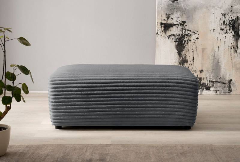 andas Hocker BAKELS, Polsterhocker in Cord oder Boucle-Stoff, zur Serie BAKELS, Hocker stellbar zum Schlafsofa (Krokodilverbinder) von andas