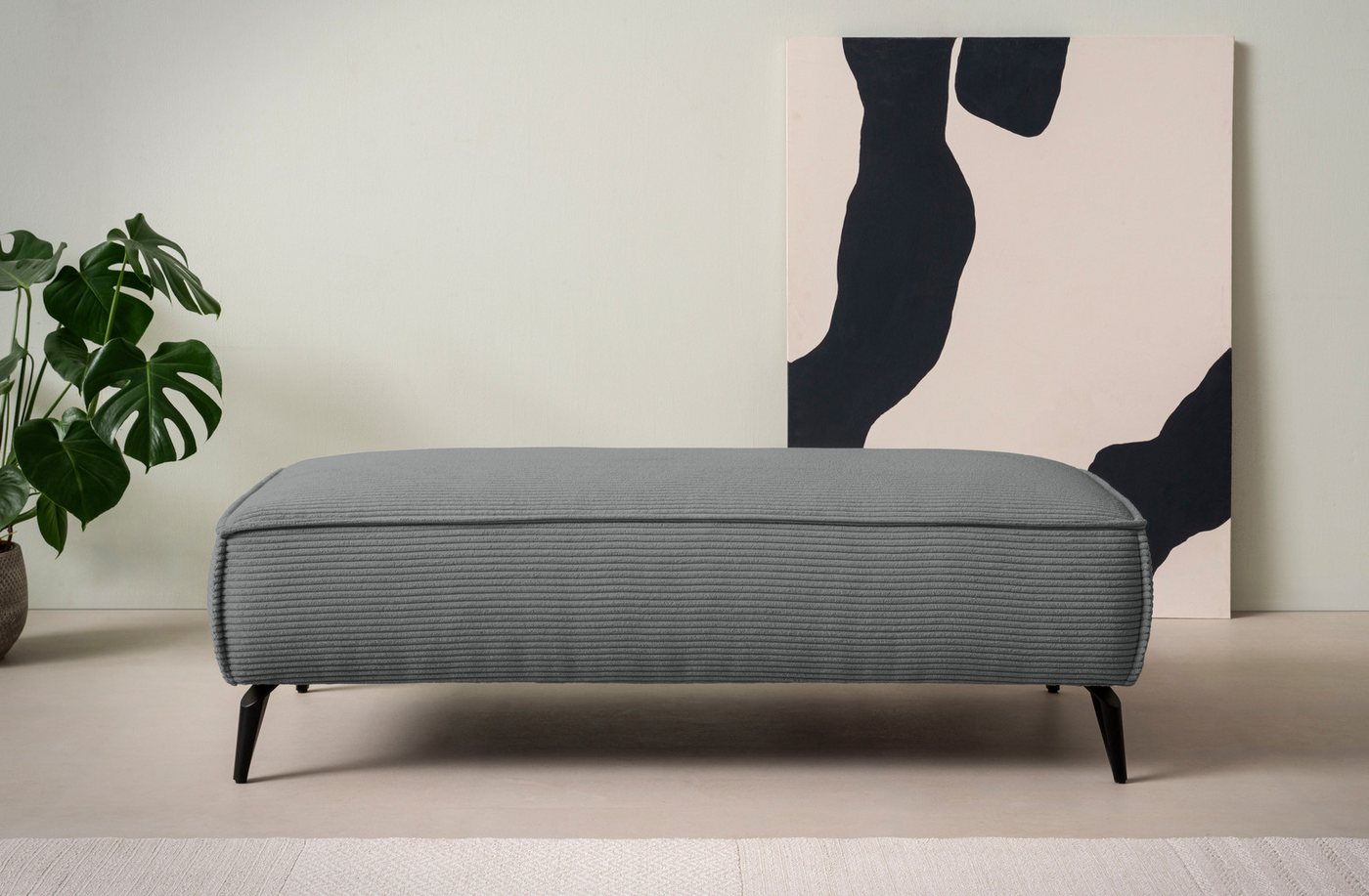 andas Hocker TVINNU, mit Kedernaht in Cord, zur Serie TVINNU, gemütlicher Sitzkomfort, rechteckig, schwarze Füße andas Hocker TVINNU, mit Kedernaht in Cord, zur Serie TVINNU, gemütlicher Sitzkomfort, rechteckig, schwarze Füße von andas