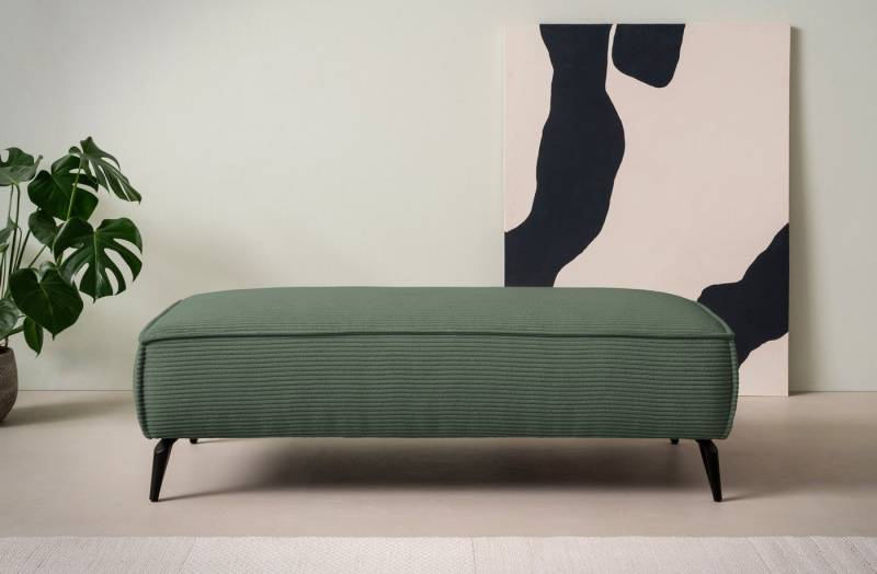 andas Hocker TVINNU, mit Kedernaht in Cord, zur Serie TVINNU, gemütlicher Sitzkomfort, rechteckig, schwarze Füße von andas
