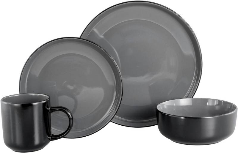 my home Kombiservice modernes Geschirr-Set, Service Östra Greda (16-tlg), 4 Personen, Steinzeug, hohe Haltbarkeit, spülmaschinengeeignet & mikrowellengeeignet von my home