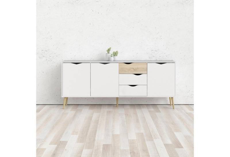 andas Kommode Oslo, Sideboard, Aufbewahrung, Schubladenschrank, Stauraum, Breite 196 cm, Höhe 82 cm, 3 Türen und 3 Schubladen von andas