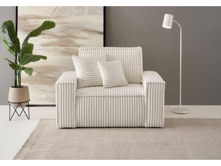 andas Loveseat FINNLEY, XXL-Sessel, Lesesessel, trendige Stoffe, inkl. Zierkissen (1-St), verfügbar in den Stoffqualitäten Bouclé, Struktur fein und Mega Cord von andas