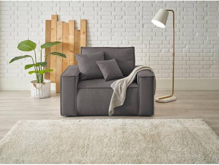 andas Loveseat FINNLEY, XXL-Sessel, Lesesessel, trendige Stoffe, inkl. Zierkissen (1-St), verfügbar in den Stoffqualitäten Bouclé, Struktur fein und Mega Cord von andas