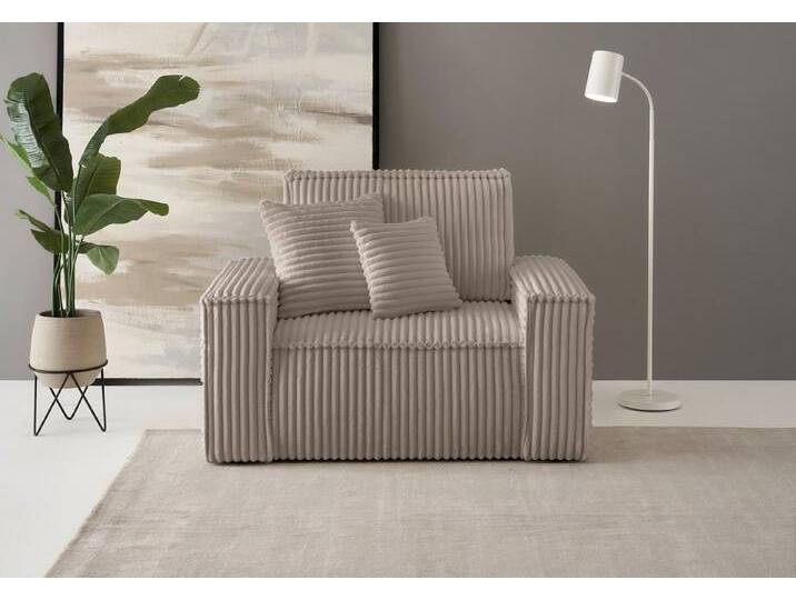 andas Loveseat FINNLEY, XXL-Sessel, Lesesessel, trendige Stoffe, inkl. Zierkissen (1-St), verfügbar in den Stoffqualitäten Bouclé, Struktur fein und Mega Cord von andas