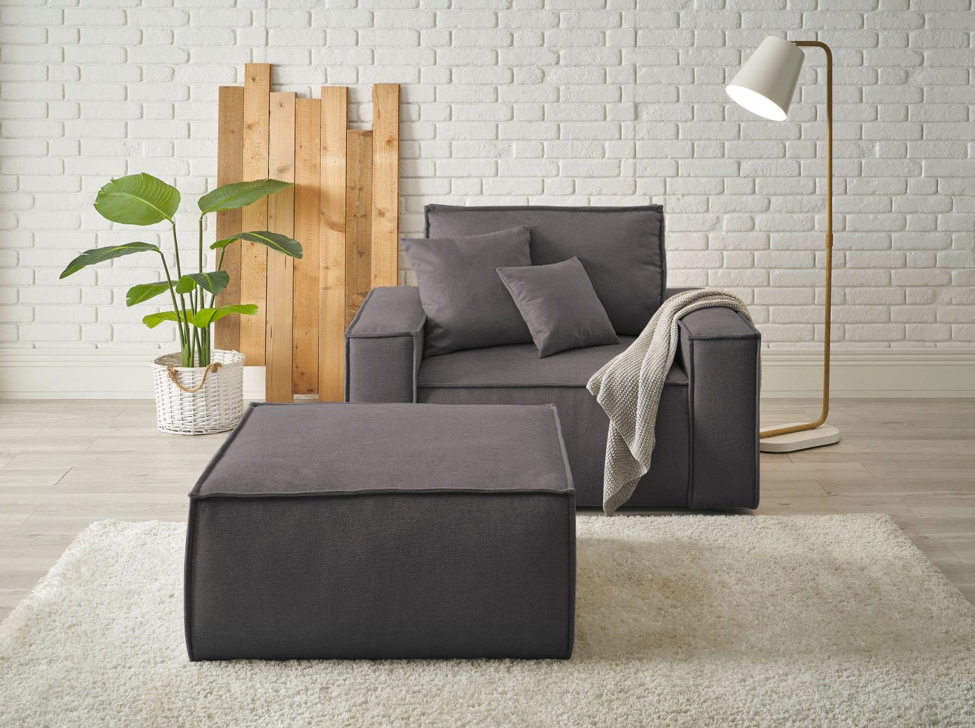 andas Loveseat Finnley (2-St), Loveseat und Hocker im Set, passend zur Polster-Serie Finnley von andas