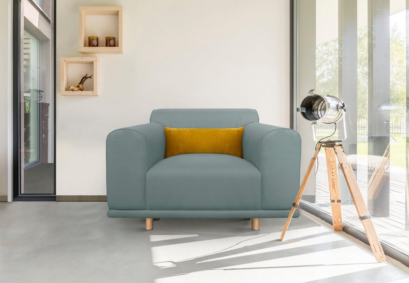 andas Loveseat Maroon, in skandinavischem Design, mit losem Kissen von andas