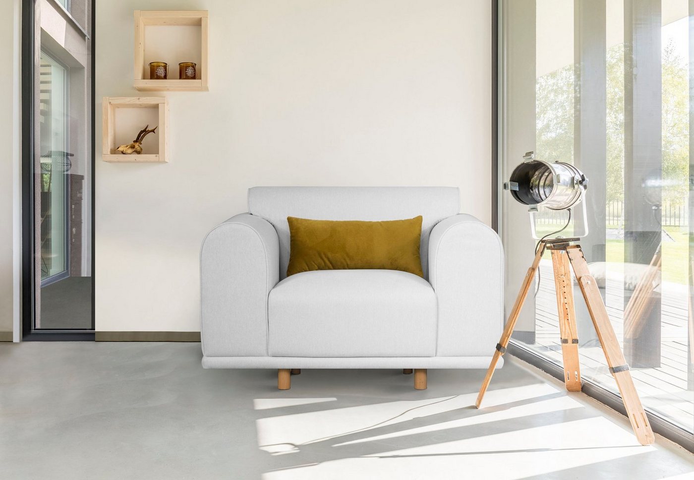 andas Loveseat Maroon, in skandinavischem Design, mit losem Kissen von andas