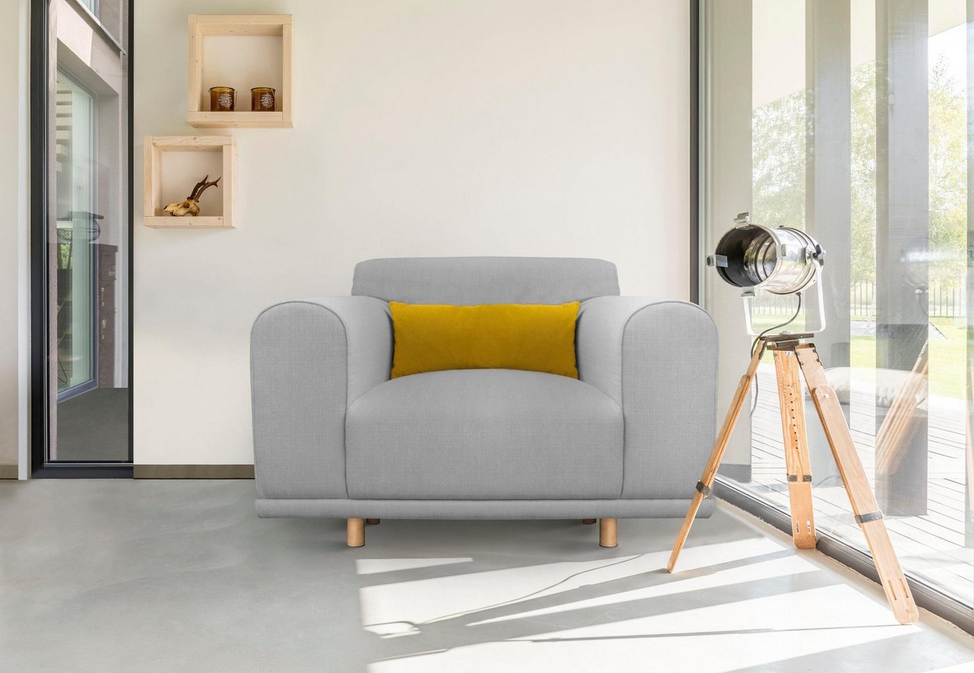 andas Loveseat Maroon, in skandinavischem Design, mit losem Kissen von andas