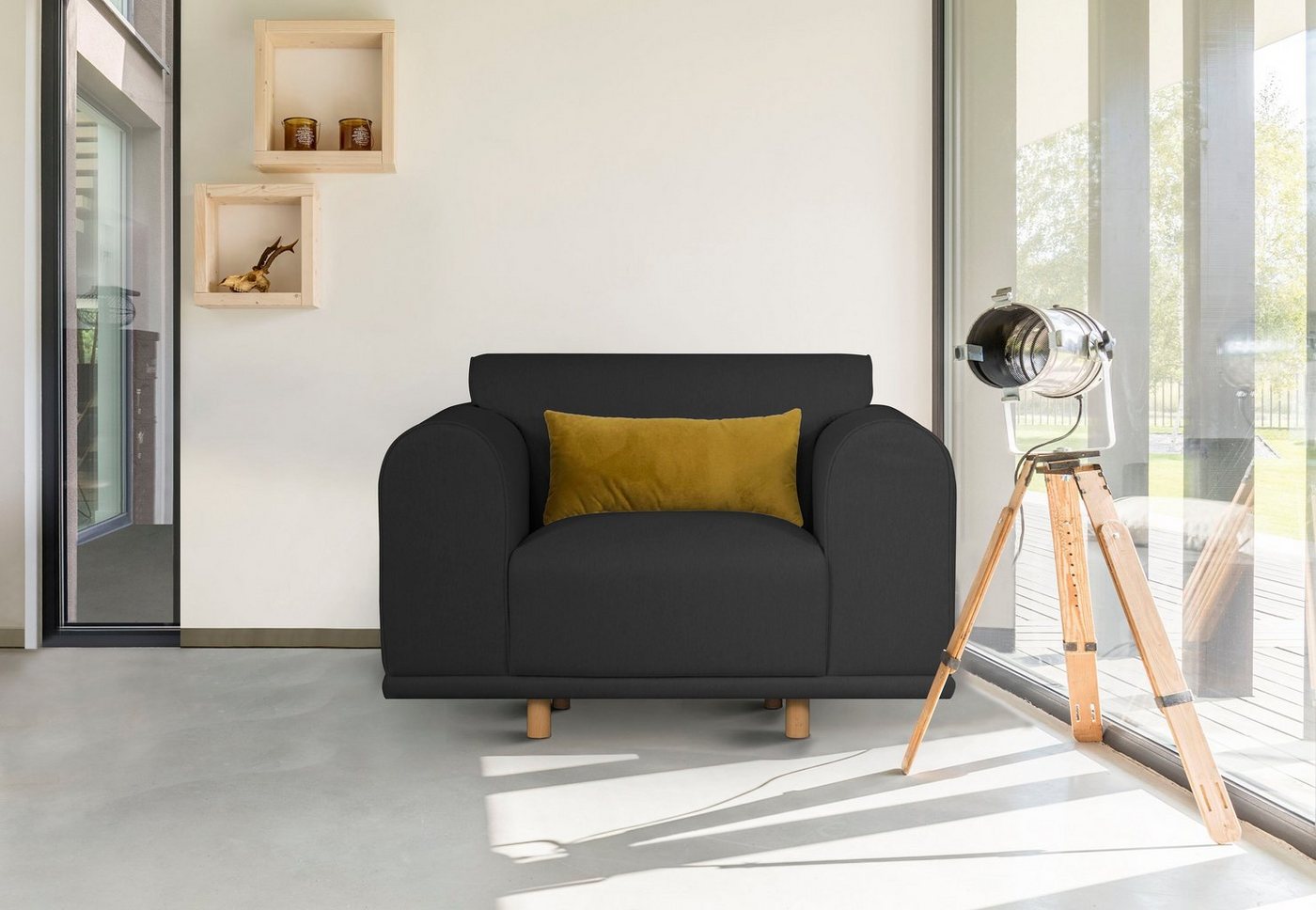 andas Loveseat Maroon, in skandinavischem Design, mit losem Kissen von andas