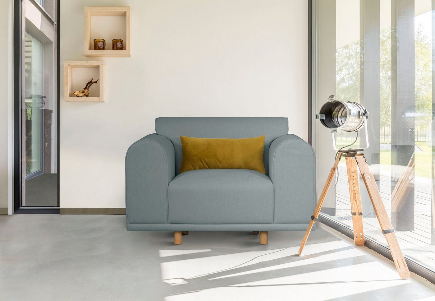 andas Loveseat Maroon, in skandinavischem Design, mit losem Kissen von andas