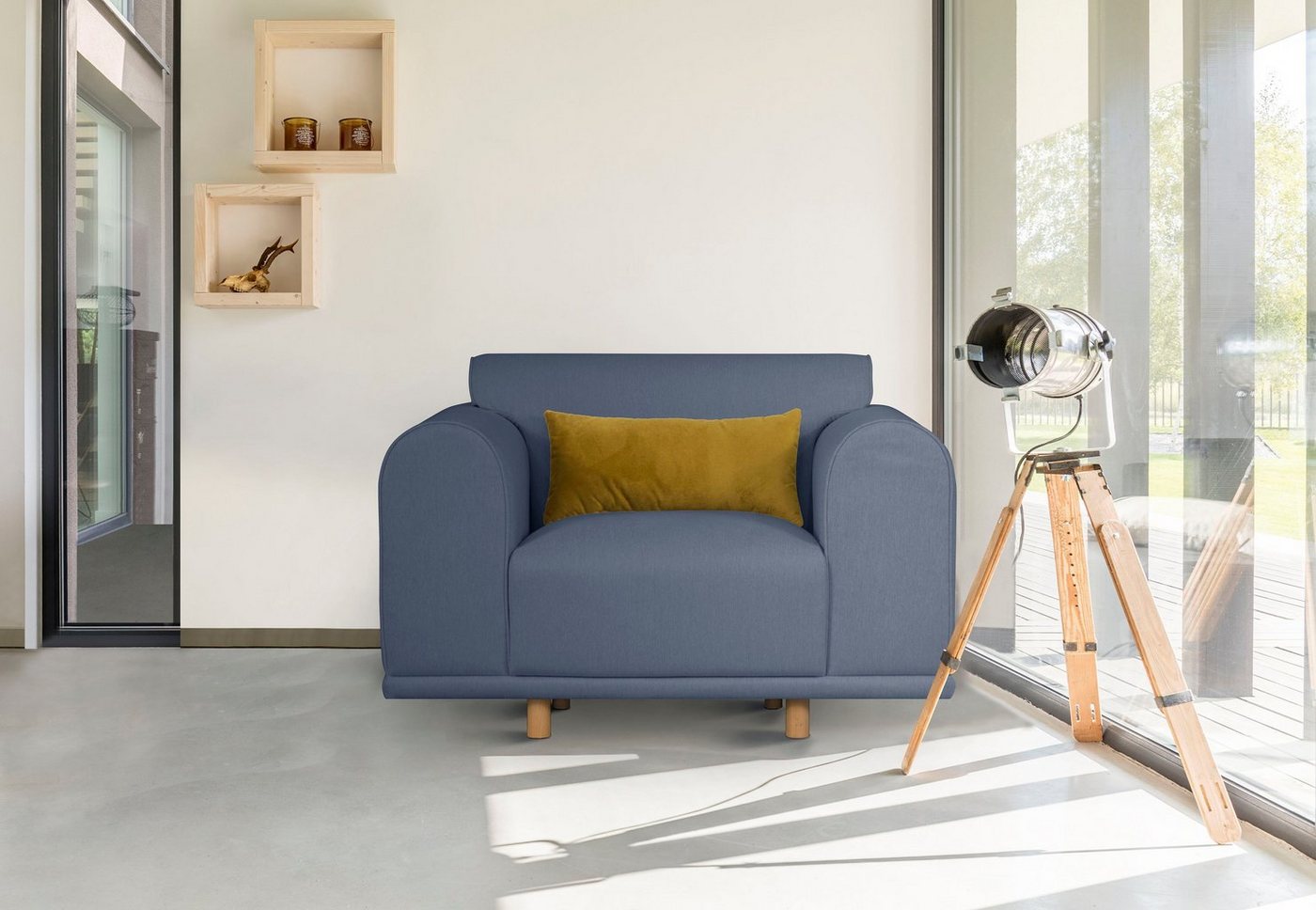 andas Loveseat Maroon, in skandinavischem Design, mit losem Kissen von andas