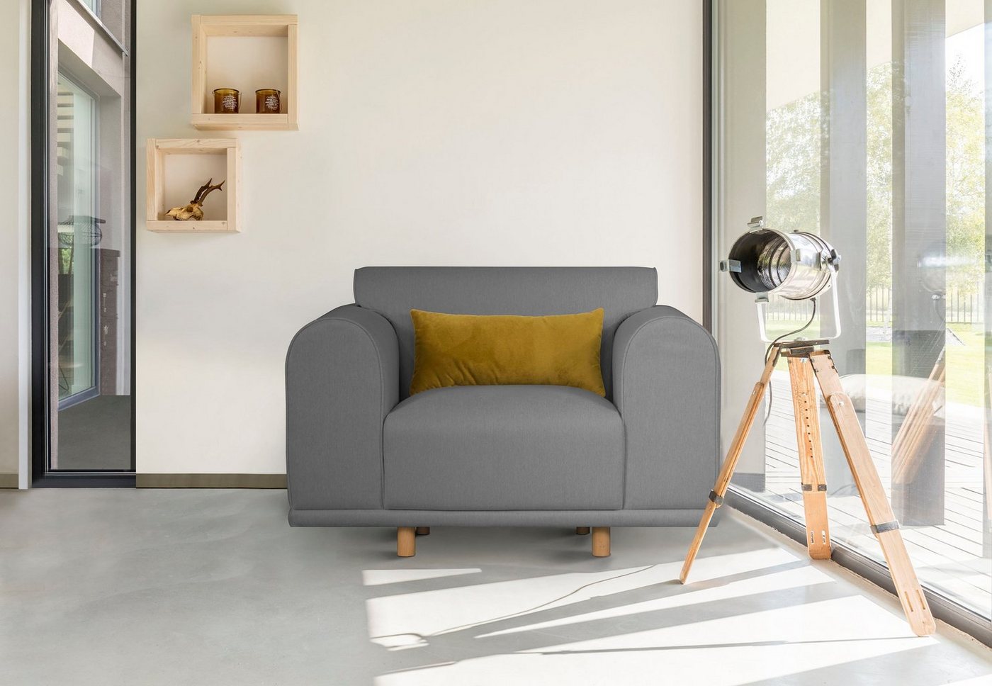 andas Loveseat Maroon, in skandinavischem Design, mit losem Kissen von andas