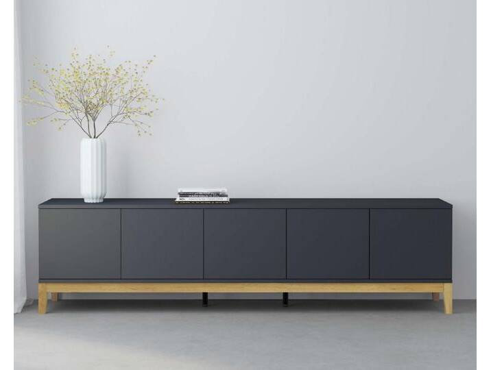 andas Lowboard Maryd, TV-Kommode mit Kabeldurchführung, Push-to-Open Funktion, Breite 200 cm, grau von andas