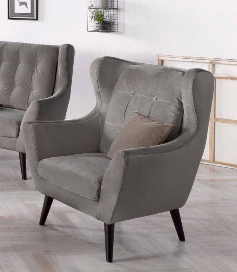 andas Ohrensessel Hemmink, Sessel, Loungesessel, mit Knopfheftung von andas