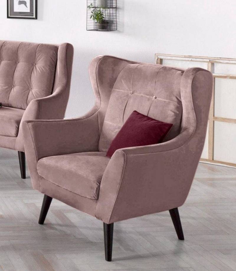 andas Ohrensessel Hemmink, Sessel, Loungesessel, mit Knopfheftung von andas