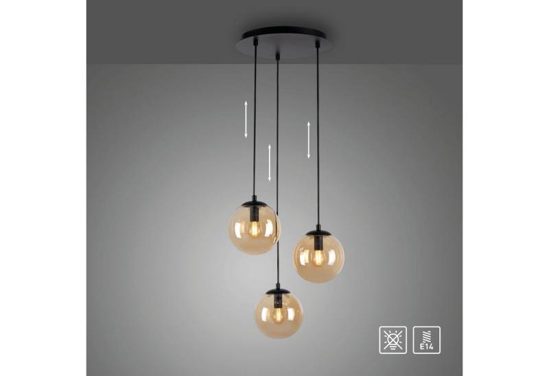 andas Pendelleuchte Nymölla, ohne Leuchtmittel, Hängeleuchte mit großen Glaskugeln, amberfarben oder opal matt weiß von andas
