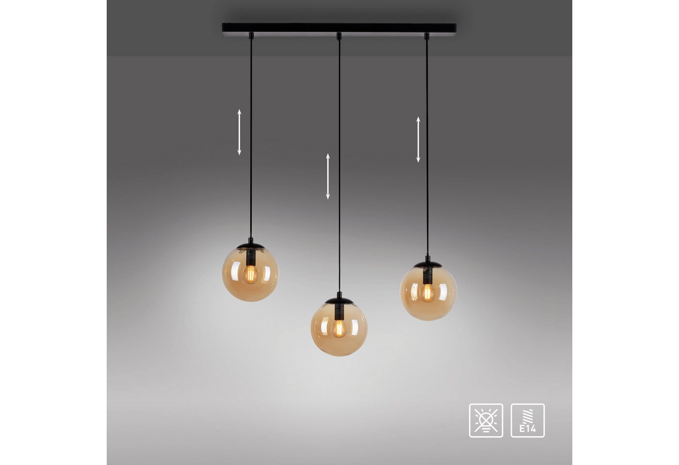 andas Pendelleuchte Nymölla, ohne Leuchtmittel, Hängeleuchte mit großen Glaskugeln, amberfarben oder opal matt weiß andas Pendelleuchte Nymölla, ohne Leuchtmittel, Hängeleuchte mit großen Glaskugeln, amberfarben oder opal matt weiß von andas