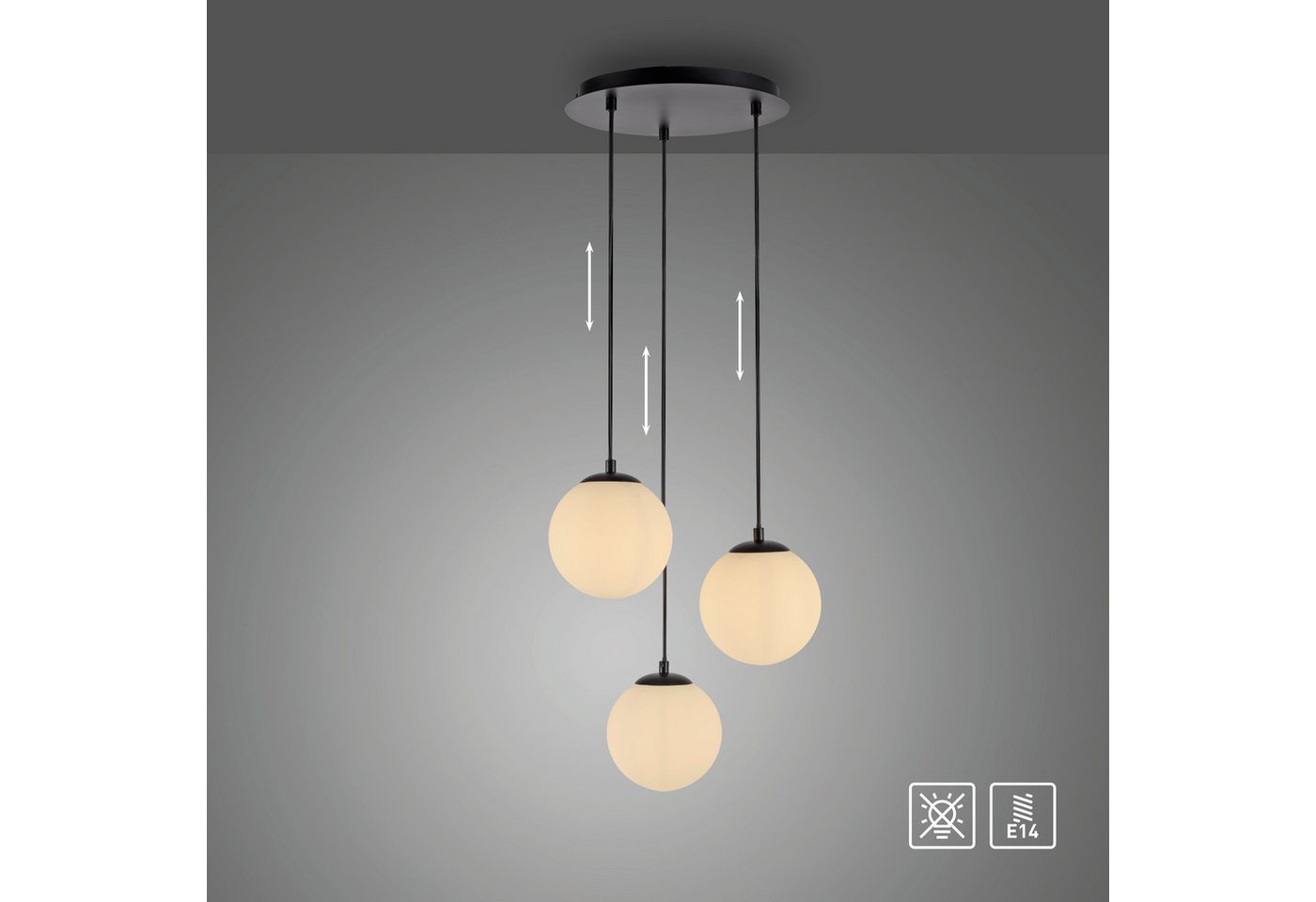 andas Pendelleuchte Nymölla, ohne Leuchtmittel, Hängeleuchte mit großen Glaskugeln, amberfarben oder opal matt weiß andas Pendelleuchte Nymölla, ohne Leuchtmittel, Hängeleuchte mit großen Glaskugeln, amberfarben oder opal matt weiß von andas