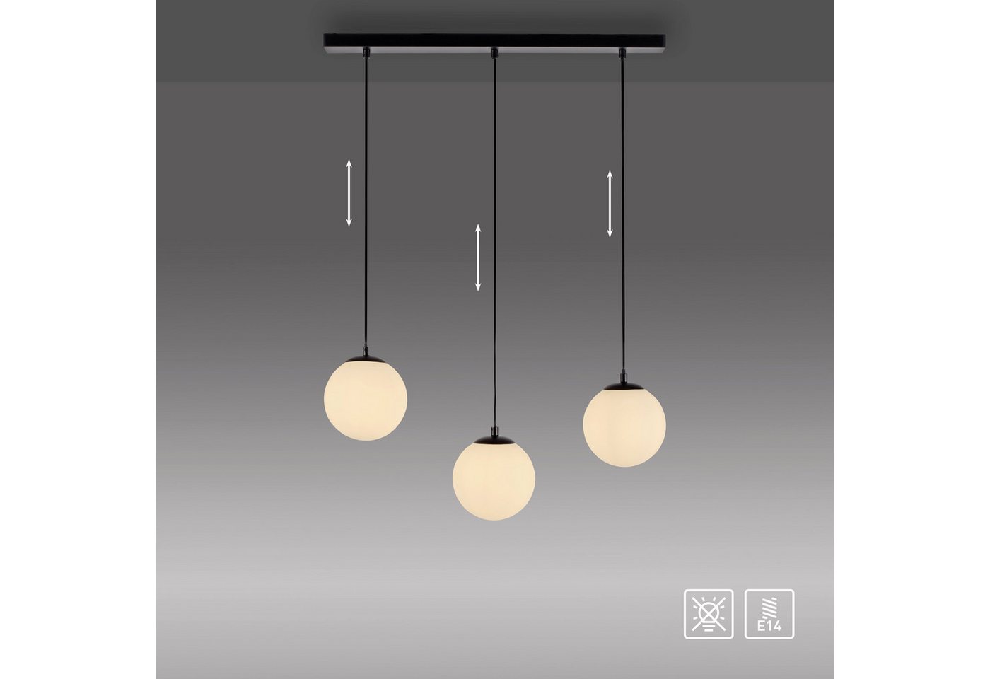 andas Pendelleuchte Nymölla, ohne Leuchtmittel, Hängeleuchte mit großen Glaskugeln, amberfarben oder opal matt weiß andas Pendelleuchte Nymölla, ohne Leuchtmittel, Hängeleuchte mit großen Glaskugeln, amberfarben oder opal matt weiß von andas