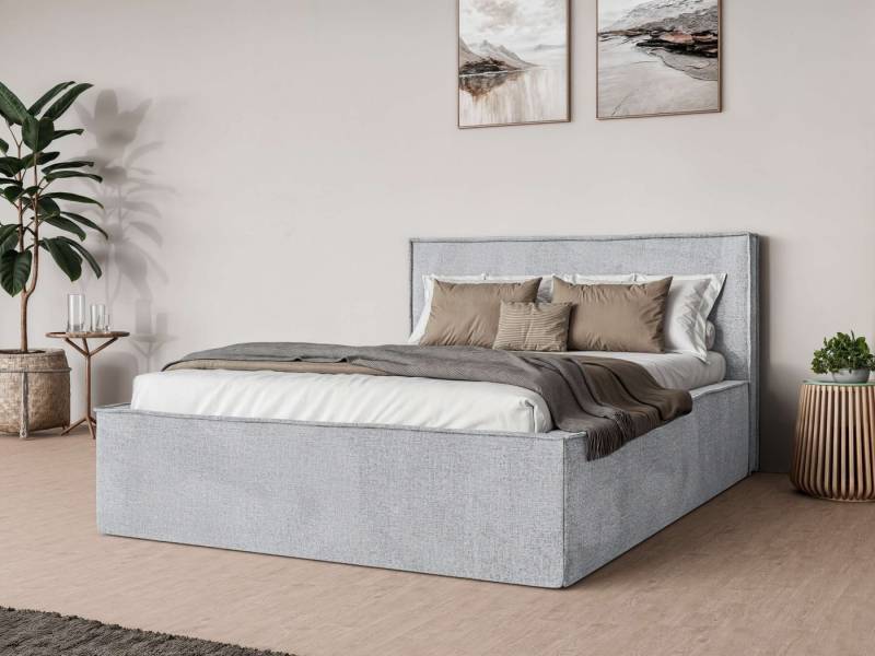 andas Polsterbett Östavall wahlweise mit Matratze und Topper, in zwei Breiten, Bettgestell mit Kopfteil und Bettkasten, mit/ohne Matratze (BFK/TFK) von andas