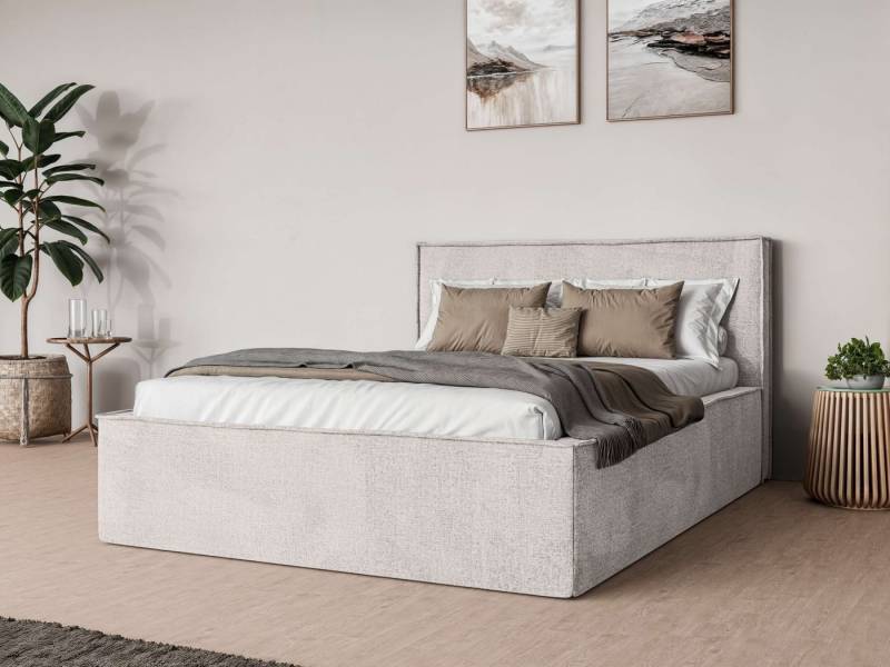 andas Polsterbett Östavall wahlweise mit Matratze und Topper, in zwei Breiten, Bettgestell mit Kopfteil und Bettkasten, mit/ohne Matratze (BFK/TFK) von andas