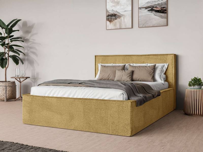 andas Polsterbett Östavall wahlweise mit Matratze und Topper, in zwei Breiten, Bettgestell mit Kopfteil und Bettkasten, mit/ohne Matratze (BFK/TFK) von andas