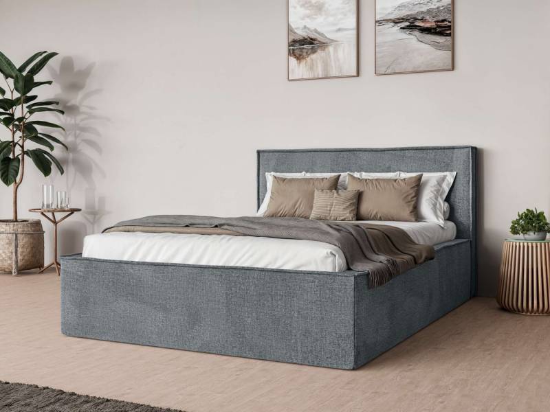 andas Polsterbett Östavall wahlweise mit Matratze und Topper, in zwei Breiten, Bettgestell mit Kopfteil und Bettkasten, mit/ohne Matratze (BFK/TFK) von andas