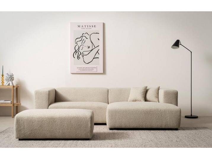 andas Polsterecke BAKELS, Ecksofa-Set mit Hocker, L-Form mit Schlaffunktion, Ecksofa-Set (incl. Hocker) im trendigen Megacord, braun, hellbraun von andas