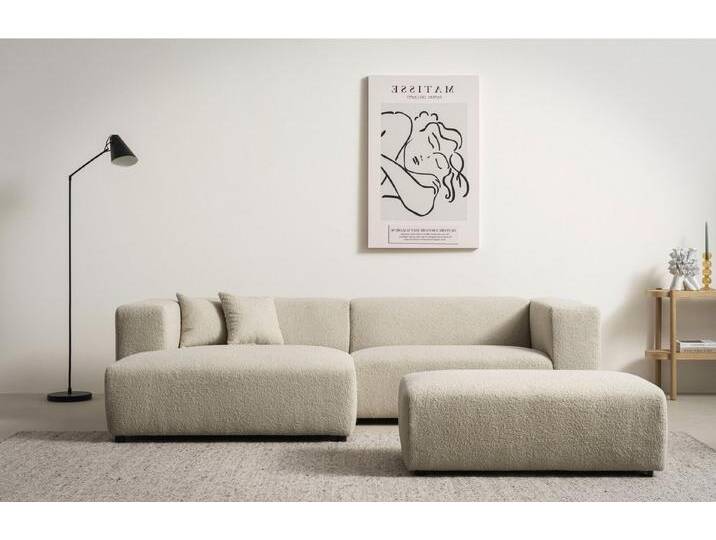 andas Polsterecke BAKELS, Ecksofa-Set mit Hocker, L-Form mit Schlaffunktion, Ecksofa-Set (incl. Hocker) im trendigen Megacord, braun, hellbraun von andas