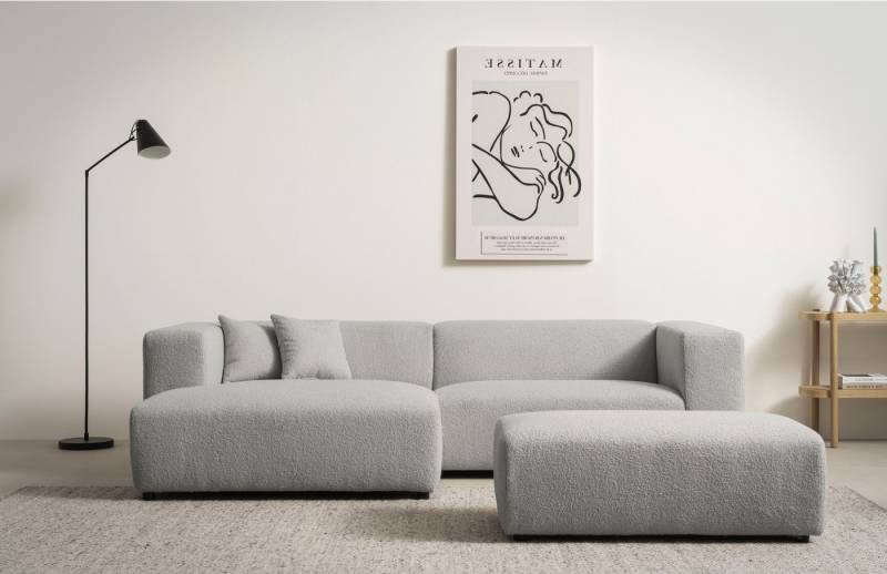 andas Polsterecke BAKELS, Ecksofa-Set mit Hocker, L-Form mit Schlaffunktion, Ecksofa-Set (incl. Hocker) im trendigen Megacord von andas