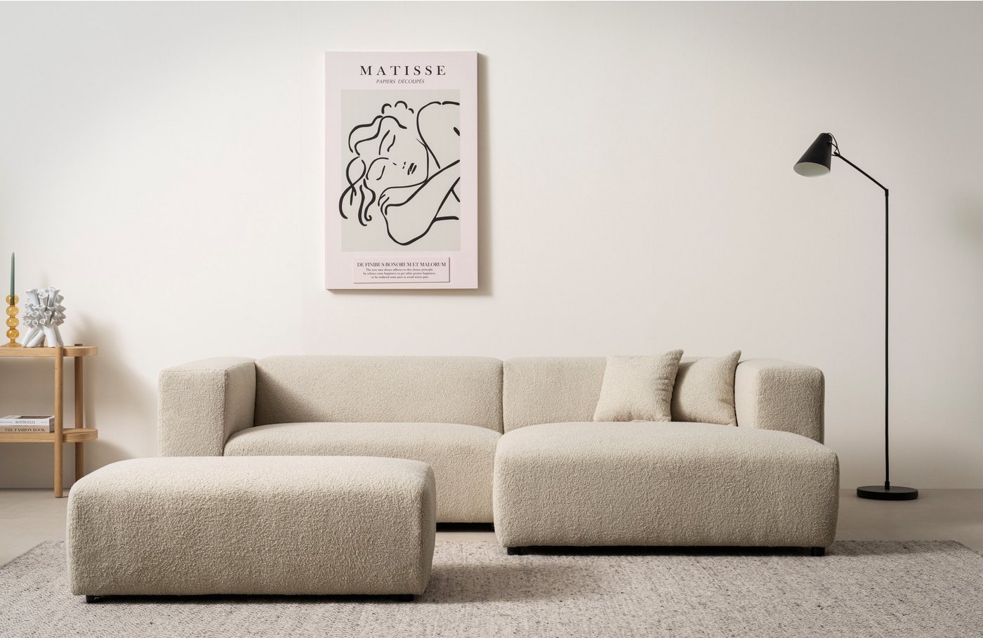 andas Polsterecke BAKELS, Ecksofa-Set mit Hocker, L-Form mit Schlaffunktion, Ecksofa-Set (incl. Hocker) im trendigen Megacord von andas