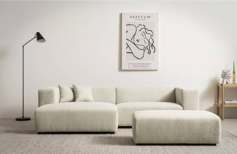 andas Polsterecke BAKELS, Ecksofa-Set mit Hocker, L-Form mit Schlaffunktion, Ecksofa-Set (incl. Hocker) im trendigen Megacord von andas