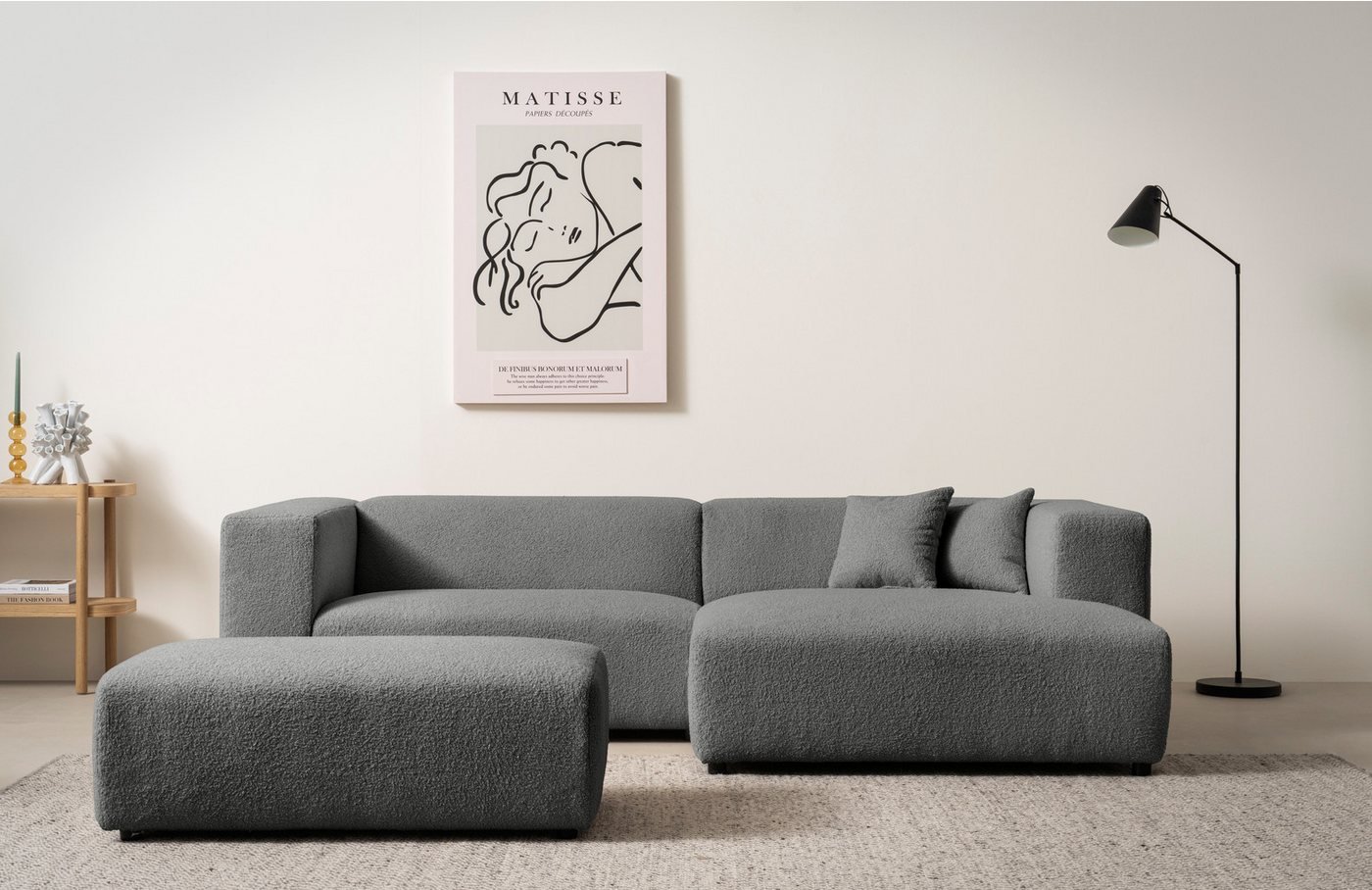 andas Polsterecke BAKELS, Ecksofa-Set mit Hocker, L-Form mit Schlaffunktion, Ecksofa-Set (incl. Hocker) im trendigen Megacord von andas